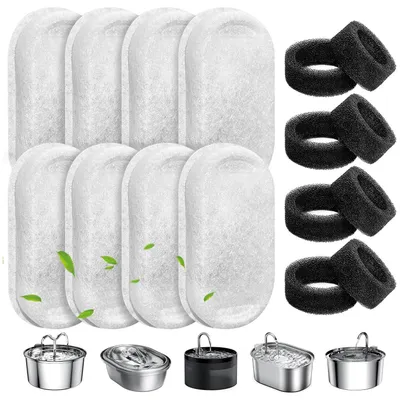 Produktbild von Katzenbrunnen Filter, 8 Stück Ersatzfilter Für Trinkbrunnen Kohlefilter Und 8 Stück Schaumfilter, Wasserfilter Passend für 2L/3.2L/4L Edelstahl