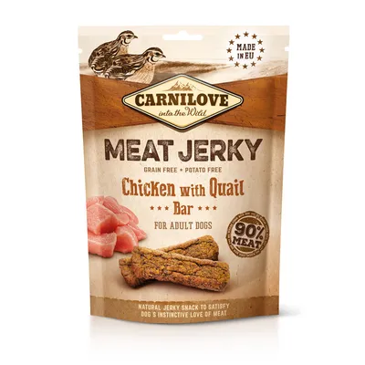 Produktbild von Carnilove Dog Snack - Meat Jerky - Chicken with Quail Bar 100g