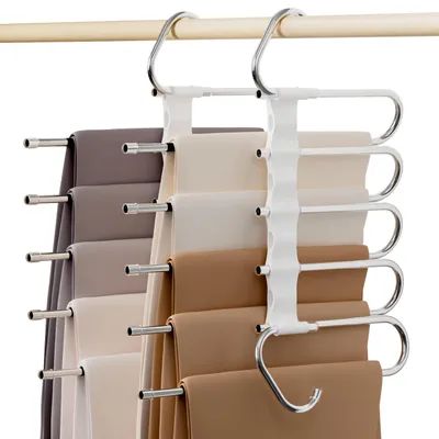 Hosenbügel 5-in-1, platzsparend, weiß, 2 Stück, klappbar