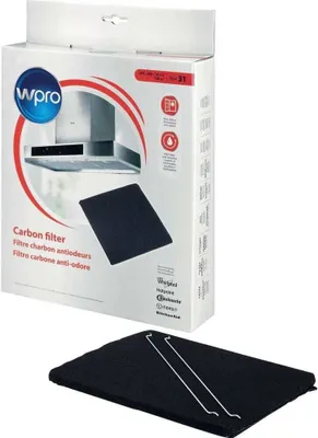 A box for a Wpro carbon filter, with a carbon filter shown below.