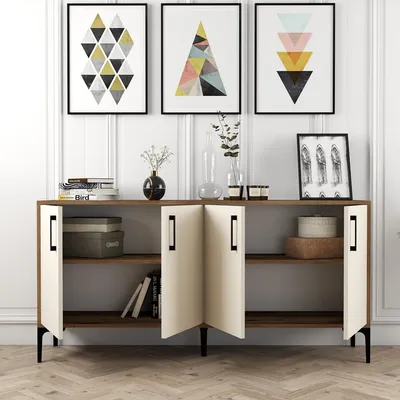 Immagine prodotto di Sinopoli - Credenza, 160x35x78h cm Bianco Crema, 2 Ripiani