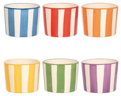 Immagine prodotto di Lido Set 2 Bicchieri Tumbler in Vetroceramica Righe Artigianali di Civita Castellana, Design Versatile per Bevande e Dessert, Colori Assortiti Eleganti