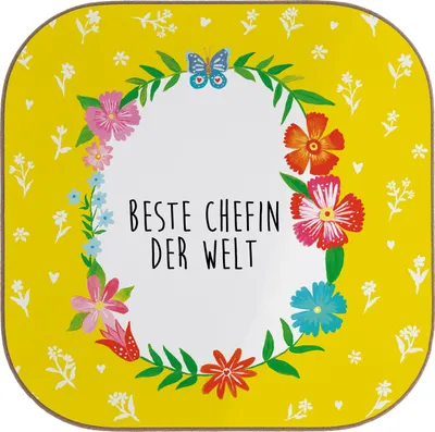 Produktbild von Mr. & Mrs. Panda Untersetzer Glas Chefin - Weiß - Geschenk, gläseruntersetzer, Abteilungsleiterin, Tischschoner, Tassenuntersetzer, bieruntersetzer, Coaster, Büro, Arbeit