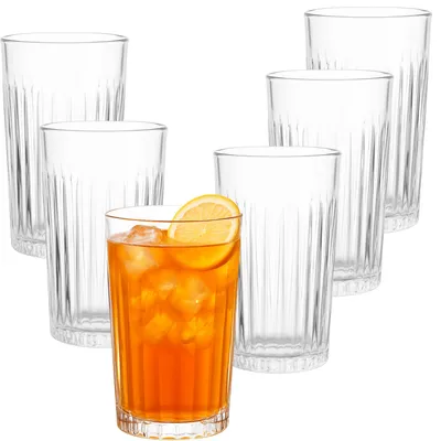 Produktbild von 6er Set Longdrinkgläser 360 ml – Hochwertiges dickes Glas – Trinkgläser für Wasser, Cocktails, Säfte, spülmaschinenfest