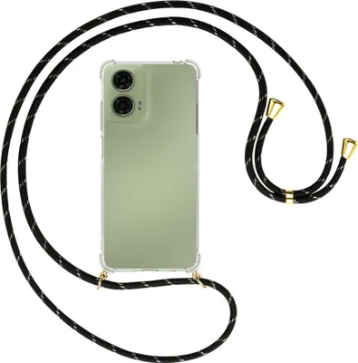 Produktbild von Handykette Backcover-Schutzhülle mit Band (Metall goldfarben) für Motorola Moto G24 - schwarz/gold