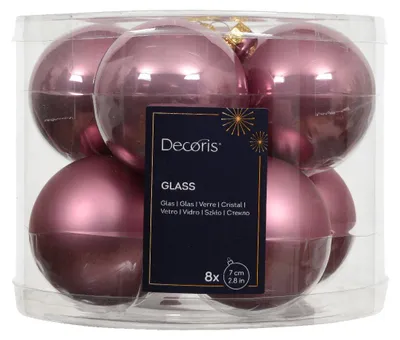 Productafbeelding van Kerstballen glas d7 cm vintage roze 8 st Decoris