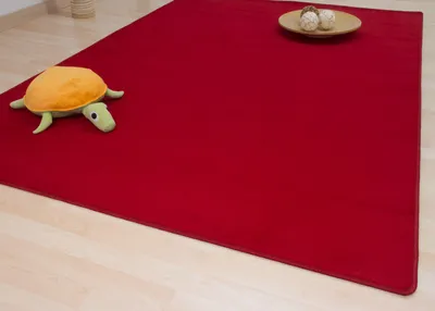 Produktbild von Steffensmeier Kurzflor Teppich Verona Kinderzimmer, sehr strapazierfähig und pflegeleicht, Rot, Größe: 140x200 cm