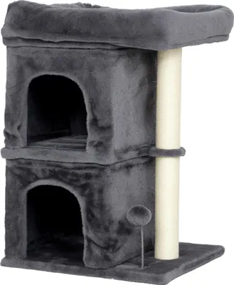 Produktbild von Katzenkratzbaum, Katzenturm, 2 Höhlen, Plattform, Sisalpfosten, kompakt, Dunkelgrau