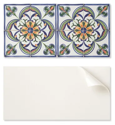 Produktbild von Selbstklebende Vinylplatte mit Aufdruck 120 x 60 cm, Blumenmuster auf Fliese