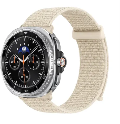 Produktbild von Smartwatch Armband für Samsung Galaxy Watch8 Classic 46mm Nylon Textil Band Ersatzband Wechselband Klettverschluss flexibel atmungsaktiv Beige