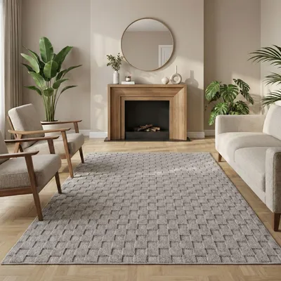 Obrázok produktu pre Carpetsale24 Koberec Obývací Pokoj Bouclé Smy?kový Skandinávský Styl Kostkovaný Design Odolný M?kký do Ložnice, Velikost: 120x170 cm