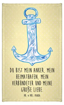 Produktbild von Mr. & Mrs. Panda Handtuch Anker Blau - Gelb Pastell - Geschenk, Gästehandtuch 30x50, Lustige Sprüche, Design, Gästetuch, Klein, Mini-Handtuch