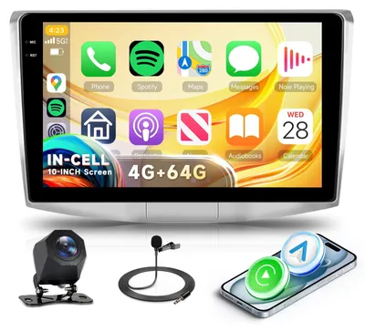 Obrázok produktu pre Android autorádio s 4G pripojením a 64G pamäte, určené pre vozidlá modelového ročníka 2010-2015, s 10-palcovým displejom a podporou systémov Carplay a Android Auto