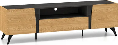 Produktbild von TV-Möbel Soah mit 2 Türen, Holzoptik und Schwarz, 180cm