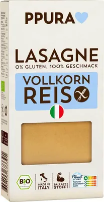 Produktbild von PPURA Vollkorn Reis Lasagne 250g