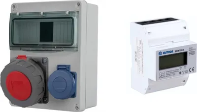 Produktbild von IP65 Stromverteiler Wandverteiler Steckdosen Modulen Anzahl -8 CEE 1x16A 1x230V mit Stromzähler MID
