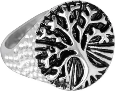 Produktbild von Lebensbaum Ring Edelstahl: Weltenbaum / Wunschbaum 58 (18.4 mm Ø)