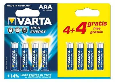 Image de Pile Alcaline Aaa / Lr03 High Energy - 1.5v Pack Promo 8 Pièces - Varta