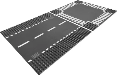 Obrázek produktu pro LEGO City Straight & Crossroad Plates, Základová deska, 5 rok/roky, Šedá, Bílá, 2 kusů