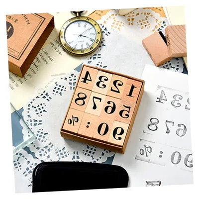 Produktbild von 24 Holzstempel mit Monats- und Zahlenmustern für Scrapbooking und Dekoration