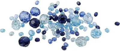 Image de Creativ Company CC plastique Mélange de perles à facettes 4-12 mm Blue Harmony 170 pièces