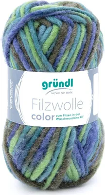 Produktbild von Gründl Filzwolle color, 50 Gramm,100 % Schurwolle, Filzen in der Waschmaschine 22 Laubgrün