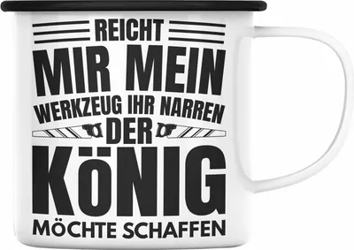 Produktbild von Trendation - Handwerker Emaille Tasse Geschenk Mechatroniker Hausmeister Geschenkidee Männer Spruch (Schwarz)