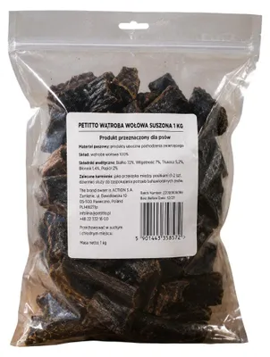 Produktbild von PETITTO Dried beef liver Mono - leckerli für hunde - 1kg