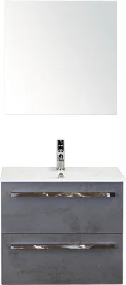 Produktbild von Sanox Badmöbel-Set Seville BxHxT 61 x 170 x 46 cm Frontfarbe betonanthrazit mit Waschtisch Keramik weiß, Waschtischunter