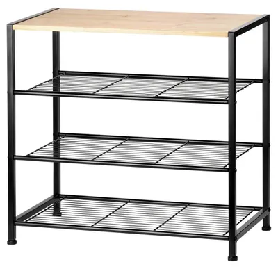Obrázek produktu pro Botník - úložný prostor pro boty - 4 úrovně - kov - 60 x 30 x 57 cm - černý