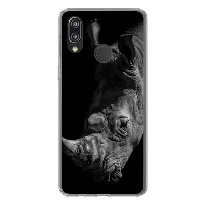 Produktbild von MuchoWow® Handyhülle Schutzhülle Hülle für Huawei P20 Lite (2020) Nashorn - Wildtier - Porträt Silikon Softcase Handy Hülle - Kartenhalter