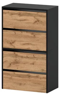 Produktbild von Schuhschrank Wotan aus schwarzer Eiche, 60 cm, Regalständer für Dachbodenflur