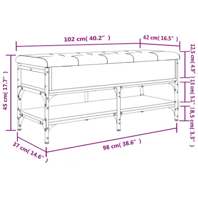 Immagine prodotto di Panca per scarpe in rovere fumé 102x42x45 cm materiale a base di legno