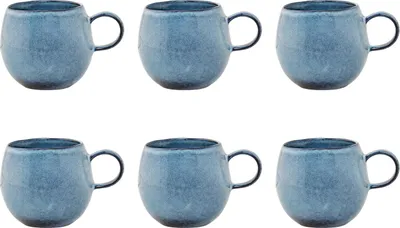 Produktbild von 6er Set Becher Tassen SANDRINE blau für 500ml H. 9cm Keramik Bloomingville