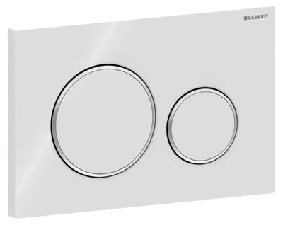 Produktbild von Geberit Sigma20 Betätigungsplatte, rund, 2-Mengen-Spülung weiß glänzend / chrom glänzend