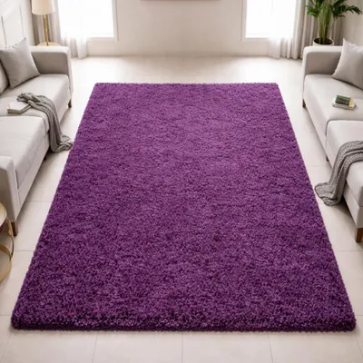 Produktbild von Shaggy Teppich in Lila – moderner Hochflor Teppich mit weicher Struktur Größe - 200 x 290 cm