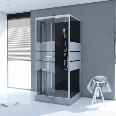 Immagine prodotto di Doccia completa MARWELL Doccia completa Dusy 90 x 90 x 225 cm - set completo incl. piatto doccia e rubinetto - doccia rotonda con ingresso frontale