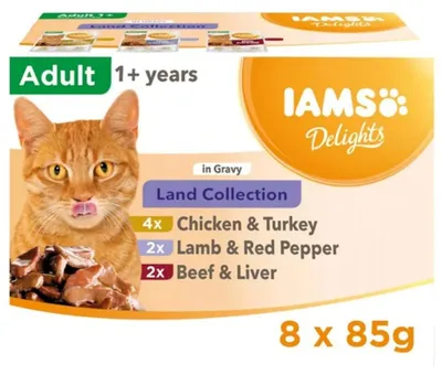 Zdjęcie produktu dla IAMS DELIGHTS Land Collection in Gravy box – mokra karma dla kota – 8x85g