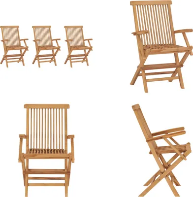 Image de vidaXL Chaises de jardin pliantes 3 pcs. Bois massif teck - Chaise de jardin - Chaise de jardin en bois - Chaise de jardin en bois