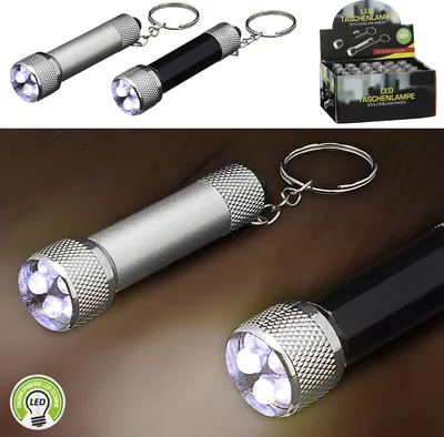Produktbild von Taschenlampe Schlüsselanhänger 24 Stück Display silber schwarz 1,5x6,5x1,5cm Aluminium 3 LEDs batteriebetrieben Lampe