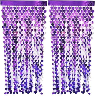 Productafbeelding van Pak franje gordijn achterdoek - Set van 2 - 1x2M hart-vormige metallic tinsel folie franje