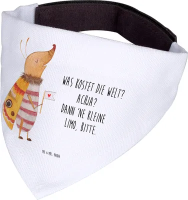 Produktbild von Mr. & Mrs. Panda Hund Halstuch Nachtfalter Fähnchen - Weiß - Geschenk, Süß, Hunde-Halstuch, Für Hunde, Niedlich, Tuch, Spruch Lustig, Lustige Sprüche, Käfer, Witzig