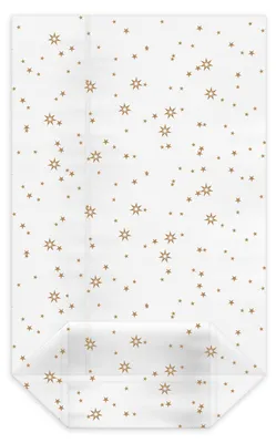 Produktbild von 100x Kreuzbodenbeutel klar mit Sternen gold 145 x 235 + 60mm mit verschweißtem Boden
