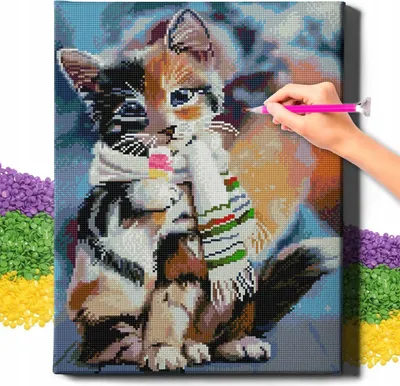 Obrázek produktu pro 5D diamantová malba – sada Kočka 40 x 50 cm s rámem