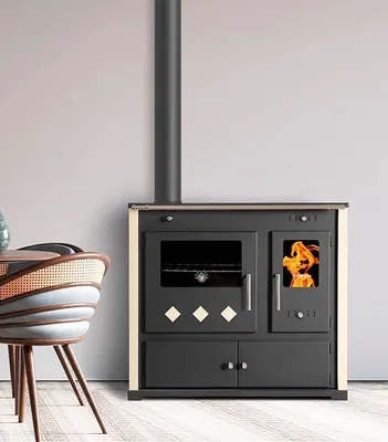 Produktbild von Kaminofen mit Backfach und Herdplatte Practik Lux Holzofen 9,5 kW Kamin Ofen Dauerbrandofen Werkstattofen Schwedenofen Hüttenofen Heizofen