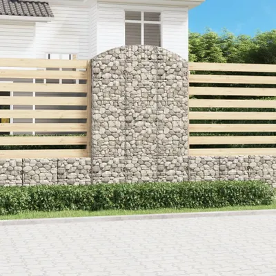 Produktbild von "Rabatt" Gabione mit Hochbogen - praktische Gabionenkorb - 150x30x220/240 cm Verzinktes Eisen - Beete CC1070