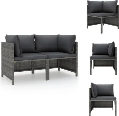 Produktbild von vidaXL 2-Sitzer-Gartensofa mit Polstern Grau Poly Rattan -  Gartensofaelemente