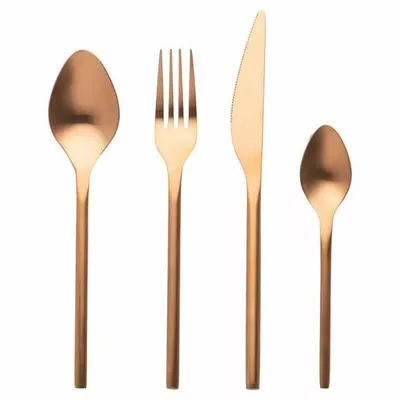 Produktbild von 24-teiliges Besteckset aus Edelstahl in Satin-gold