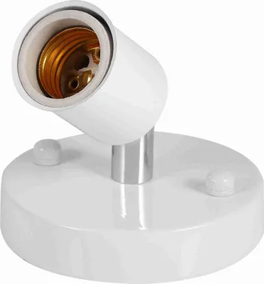 Imagen del producto de Portalámparas moderno vintage para techo o pared, con casquillo E27, toma de corriente simple, giratorio 180 grados, color blanco