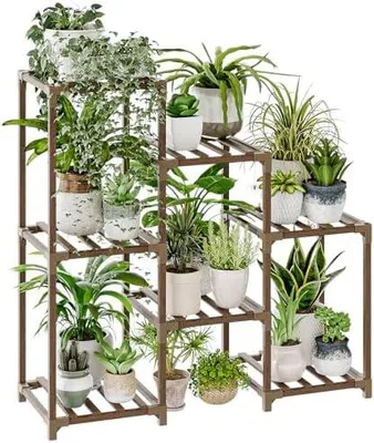 Produktbild von Bamworld Pflanzenst?nder Blumenst?nder Pflanzenregal Indoor Outdoor fš¹r 7 Etagen Terrasse Balkon Garten Gartenarbeit Geschenke